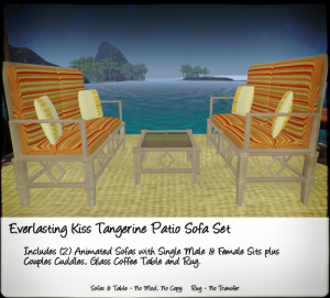 Everlasting Kiss Tangerine Patio Sofa Set